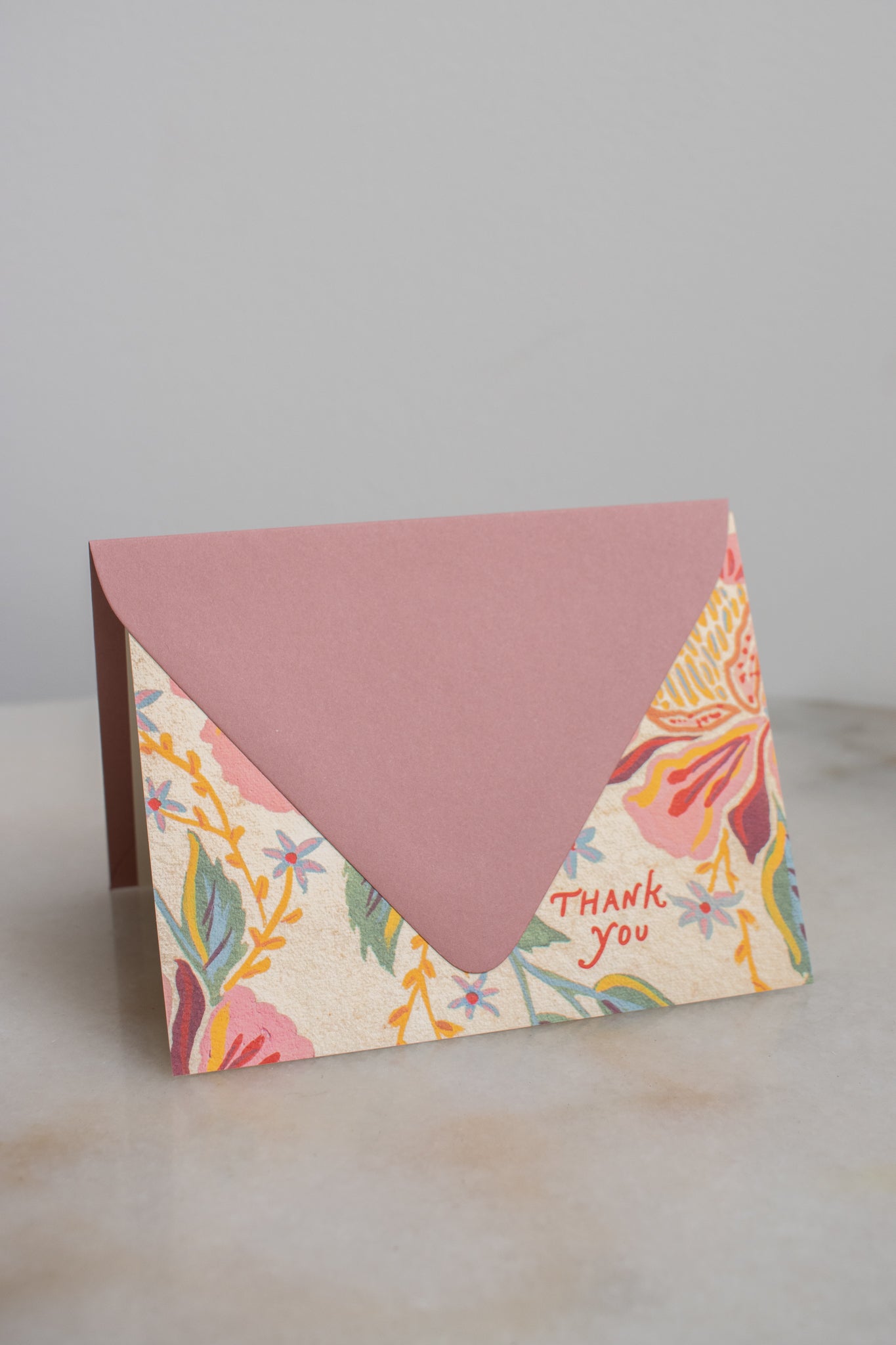 Boxed Set of 10 Peony Pattern Thank You Card