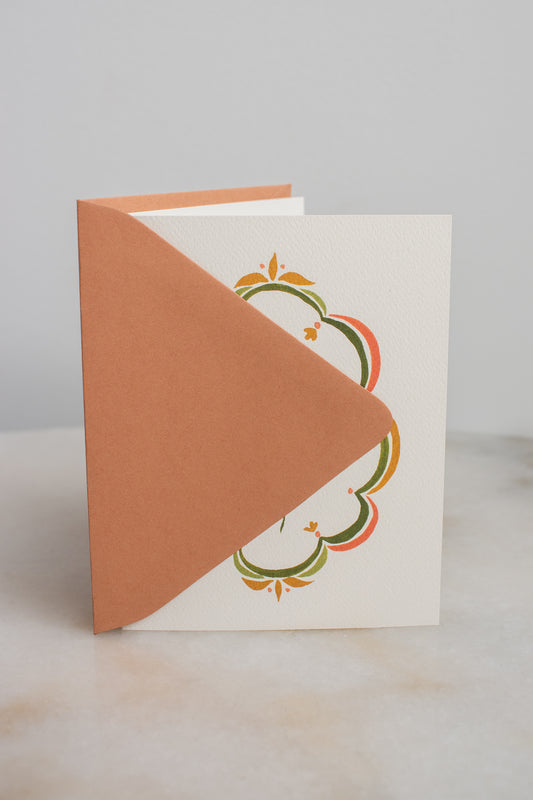 Scallop Border Floral Thank You Card