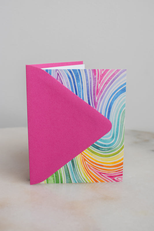Neon Rainbow Wave Thank You Card