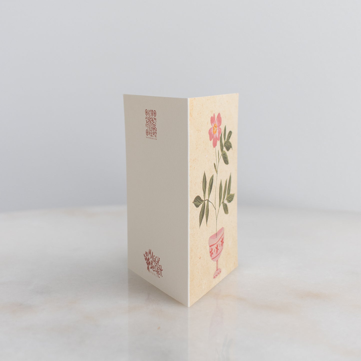 Pink Floral Vase Cards: Box Set of 10