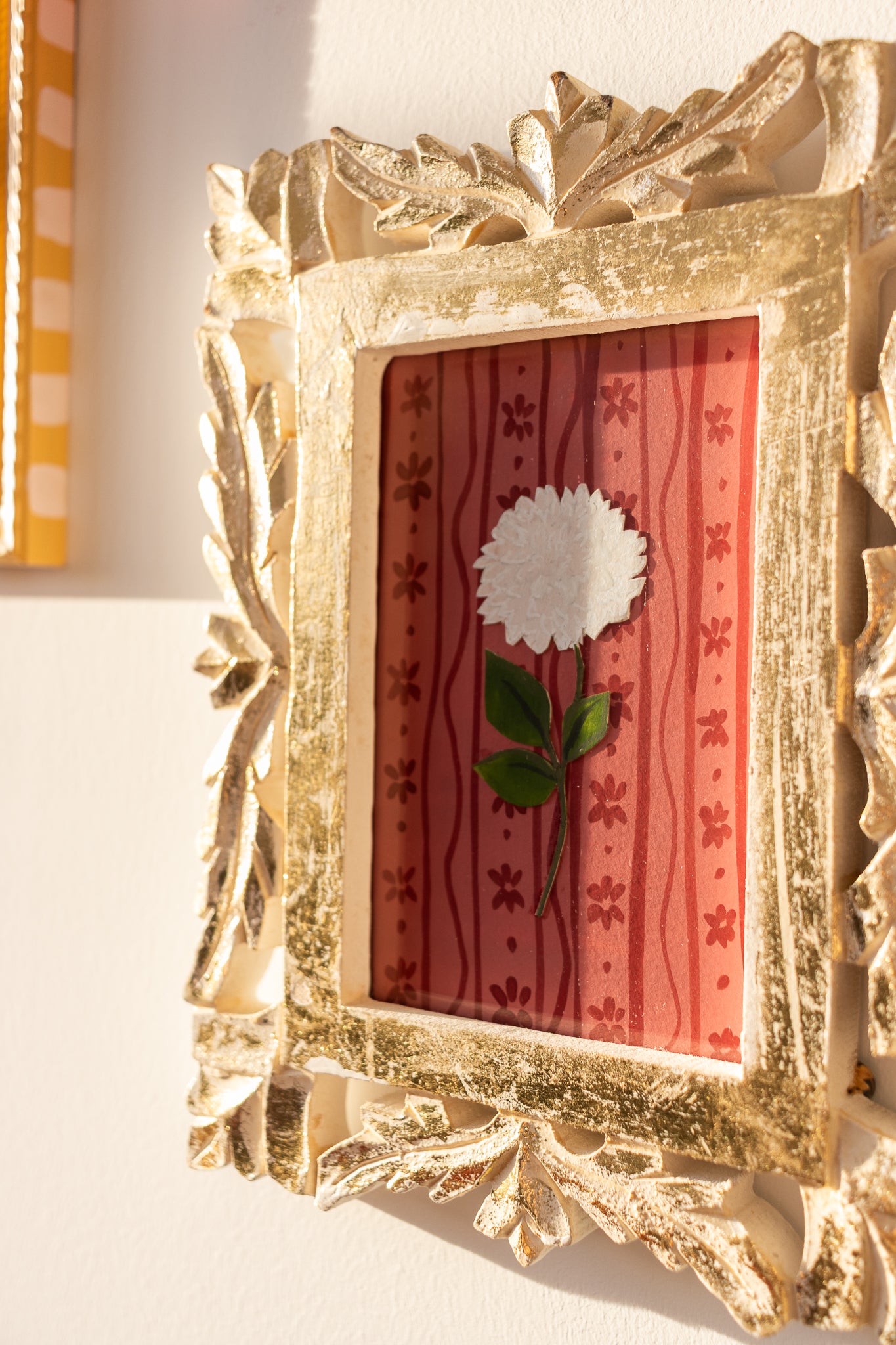 ORIGINAL: Dahlia and Flower Pattern in a Decorative Frame