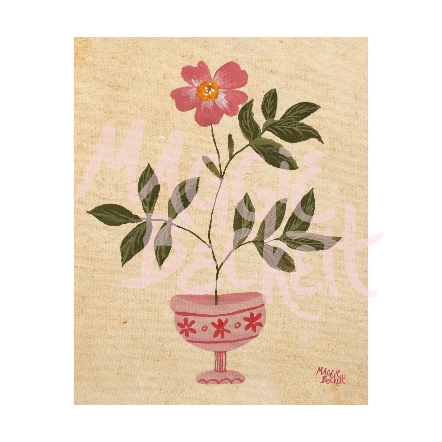 Pink Flower Vase Art Print