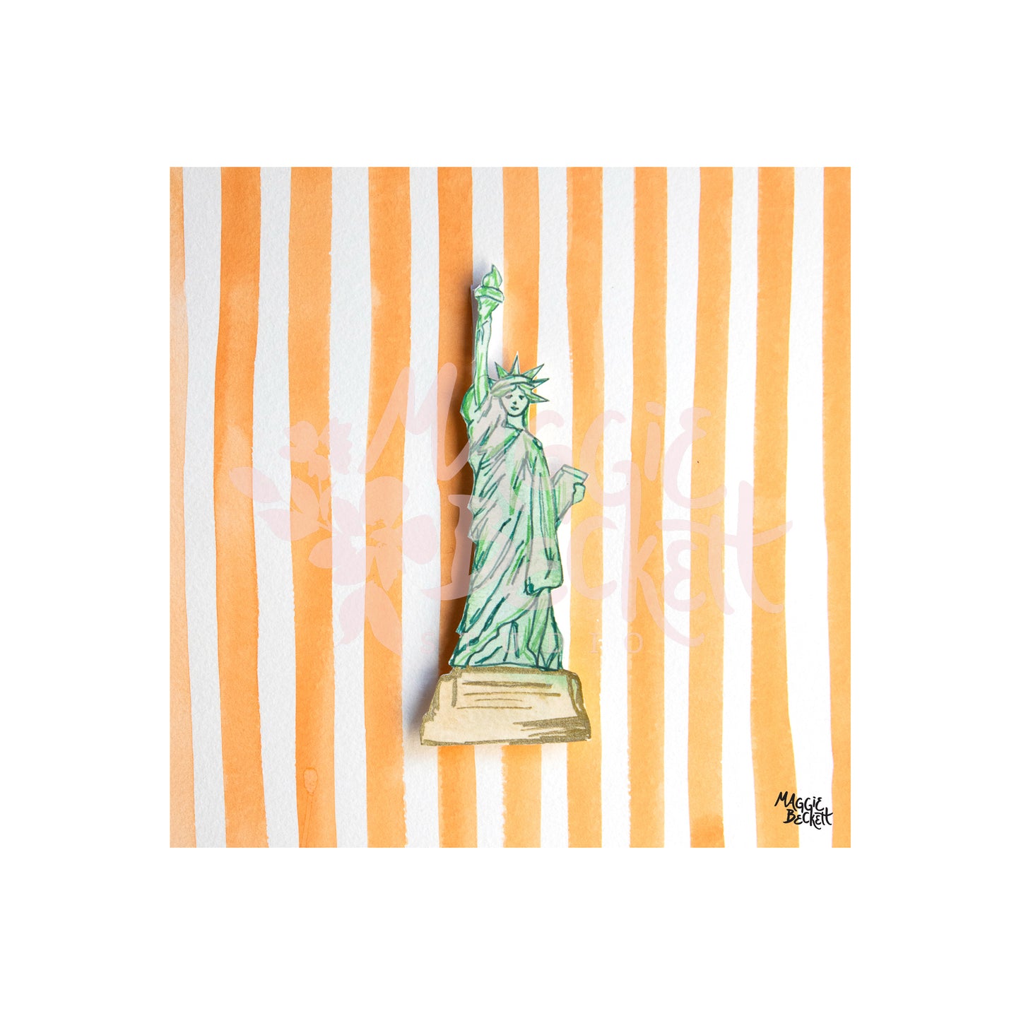 NYC Statue of Liberty and Stripes Art Print