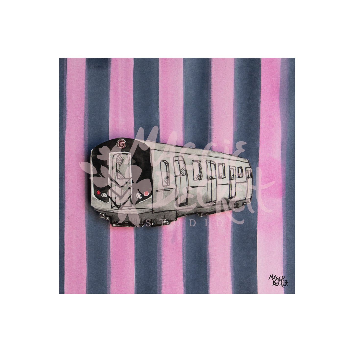 NYC Subway and Stripes Art Print