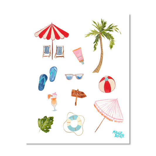Beach Icons Art Print