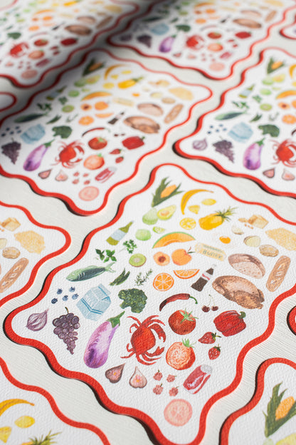 Boxed Set of 10 Foodie Cards with Wavy Red Edge