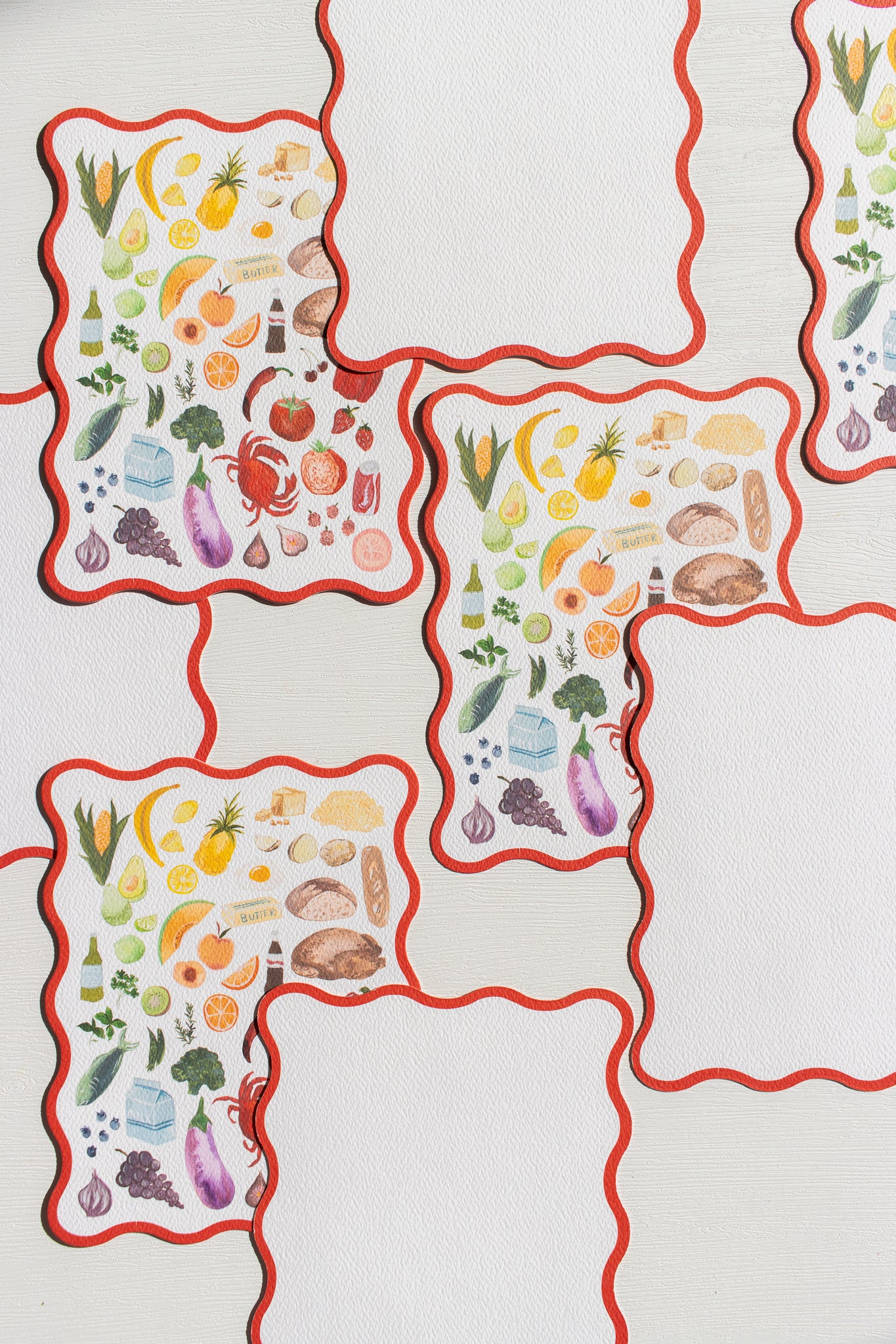 Boxed Set of 10 Foodie Cards with Wavy Red Edge