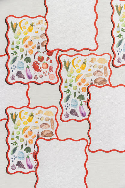 Boxed Set of 10 Foodie Cards with Wavy Red Edge