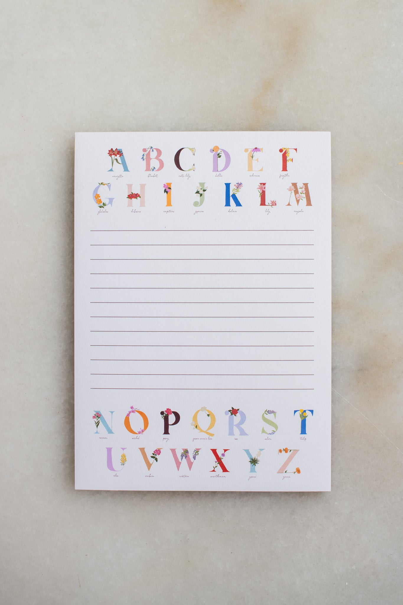 Floral Alphabet Notepad