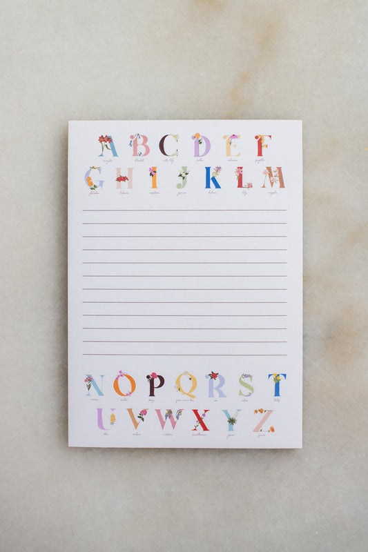 Floral Alphabet Notepad