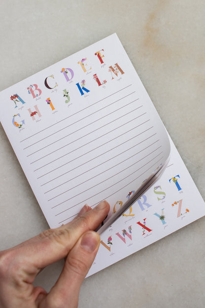 Floral Alphabet Notepad