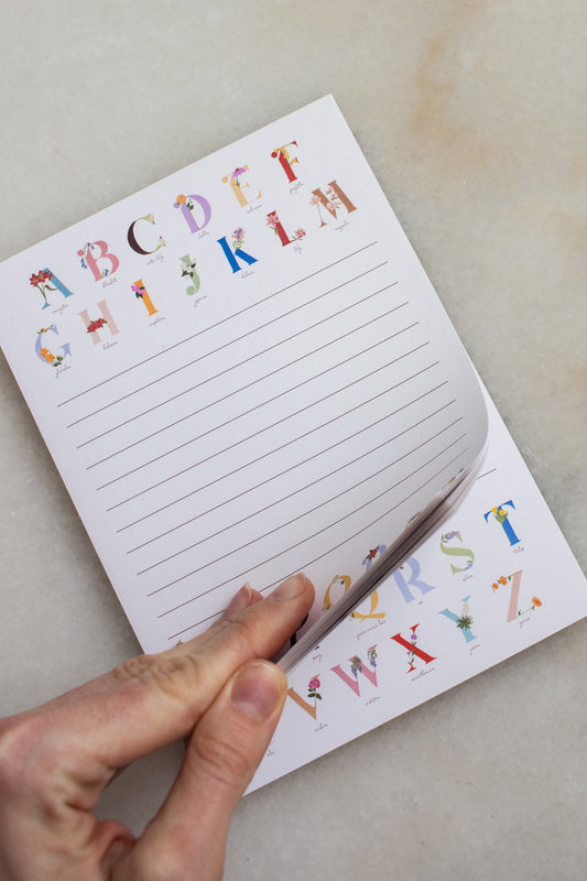 Floral Alphabet Notepad