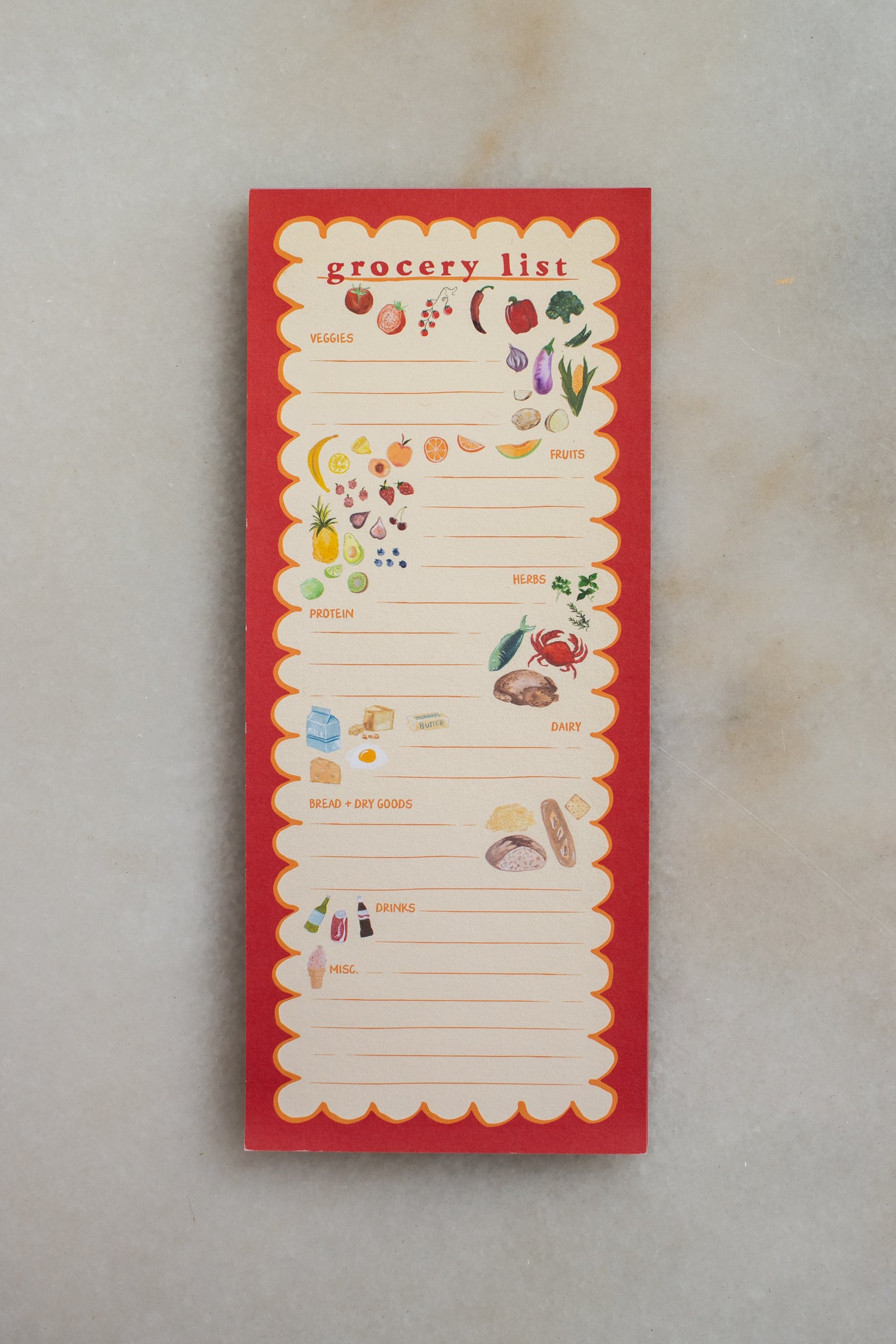 Foodie Illustrations Grocery List Notepad