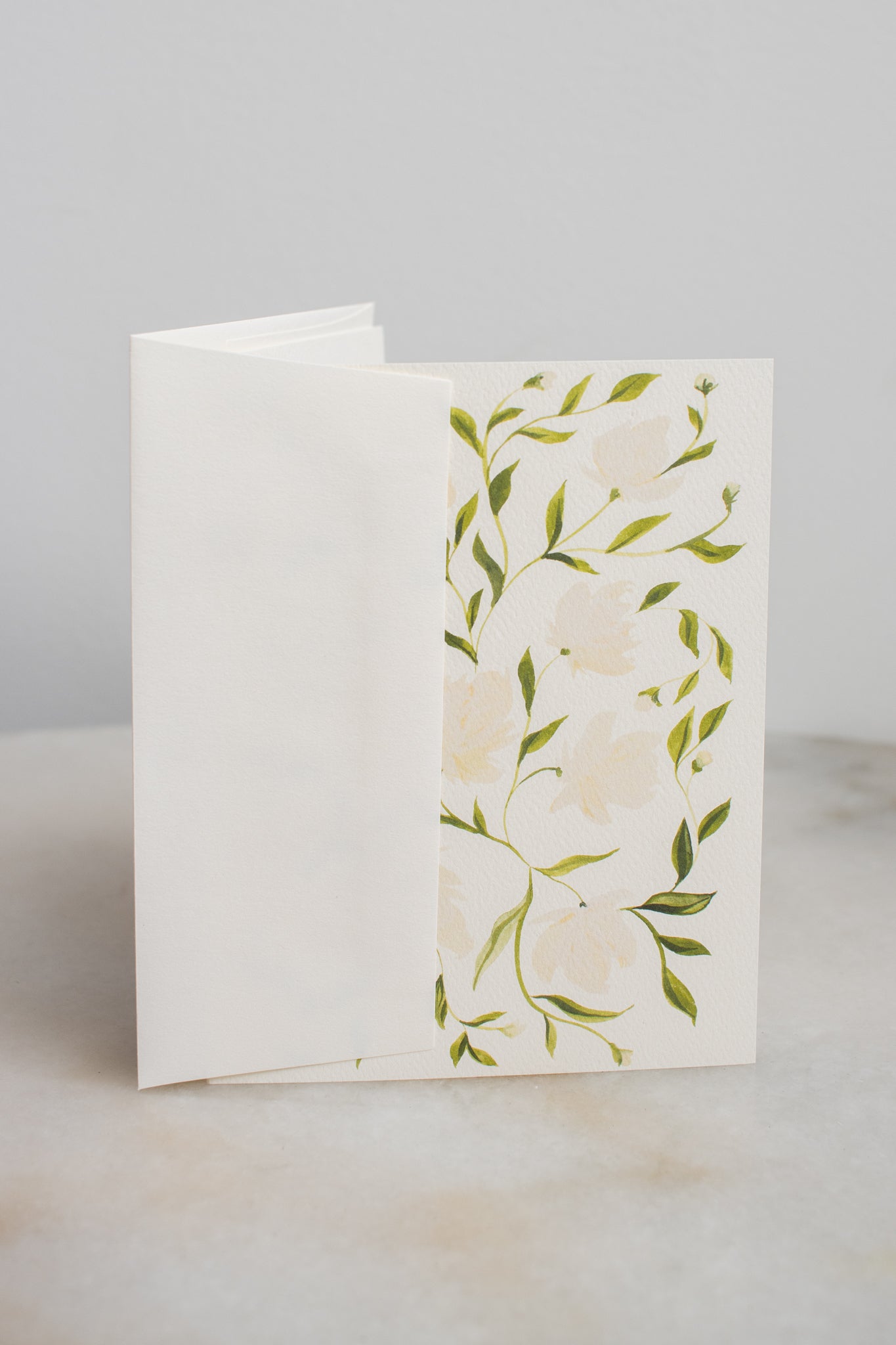 Cream Flower Pattern Thank You Card