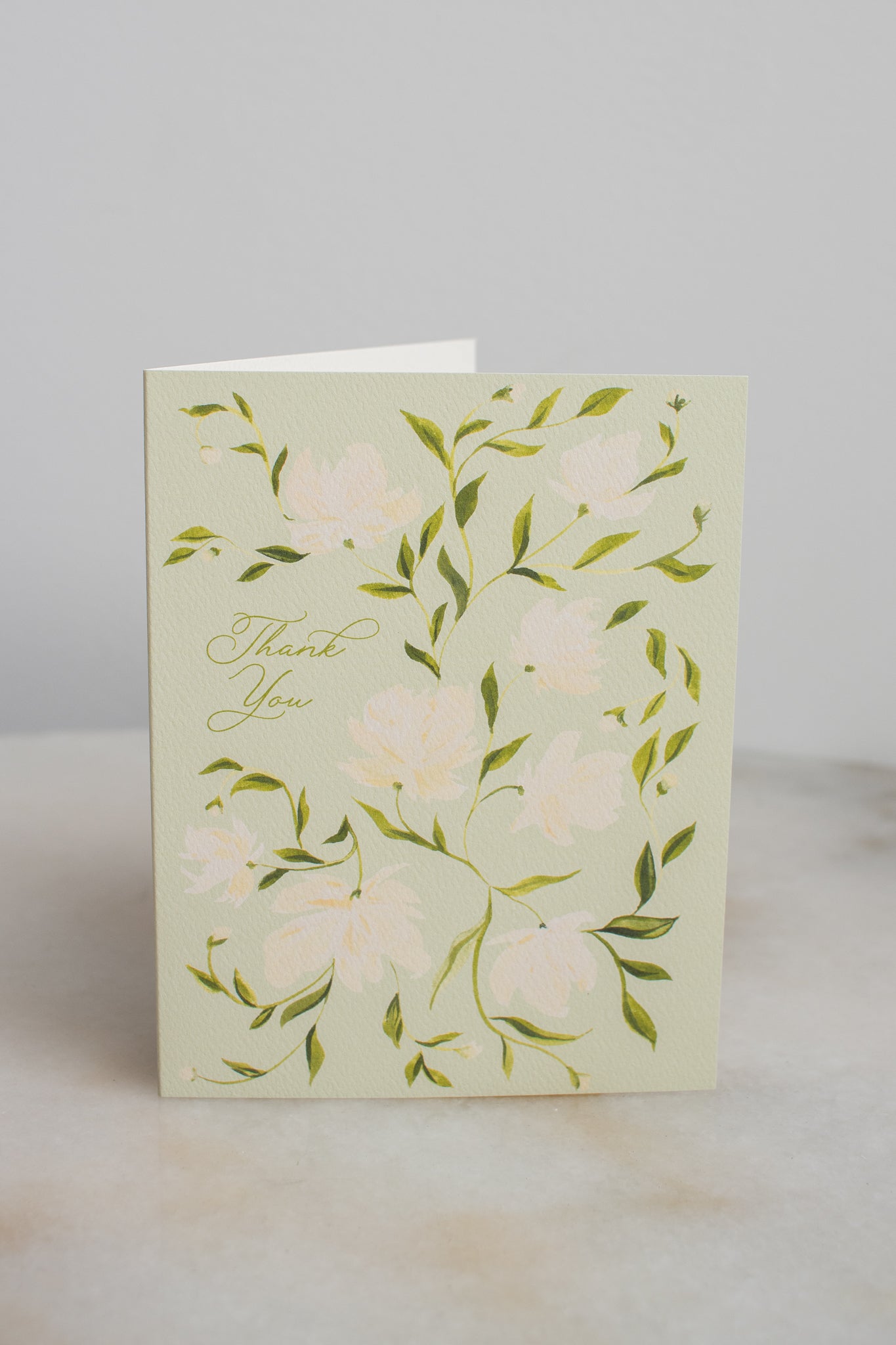 Green & White Flower Pattern Thank You Card