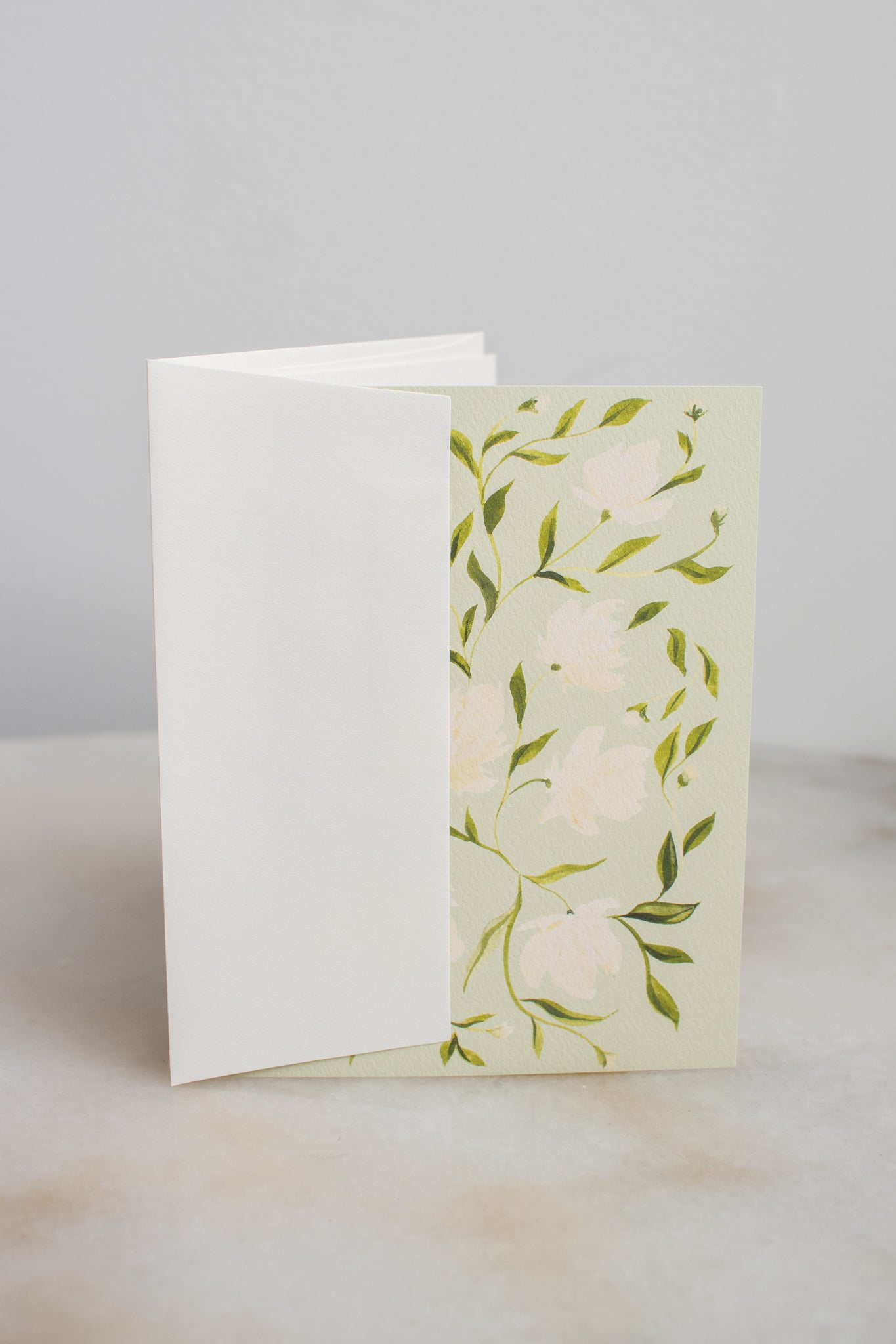 Green & White Flower Pattern Thank You Card