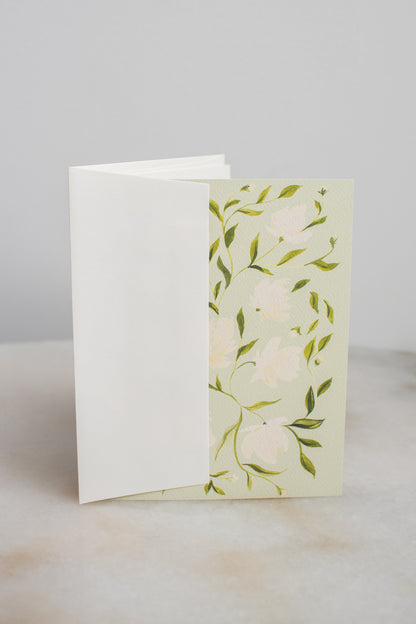 Green & White Flower Pattern Thank You Card