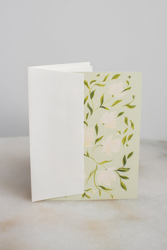 Green & White Flower Pattern Thank You Card