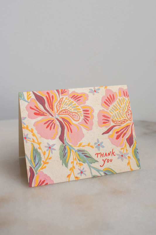 Peony Pattern Thank You Card