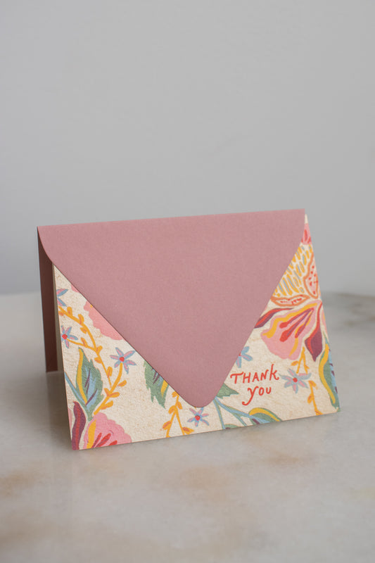 Peony Pattern Thank You Card