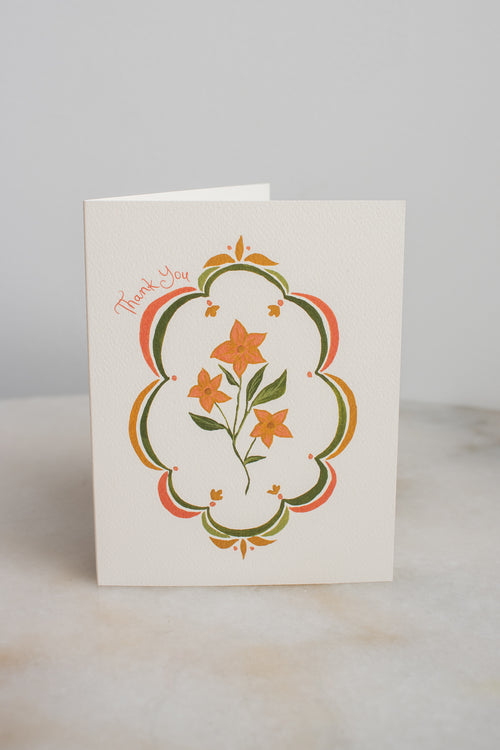 Boxed Set of 10 Orange Floral Thank You Cards