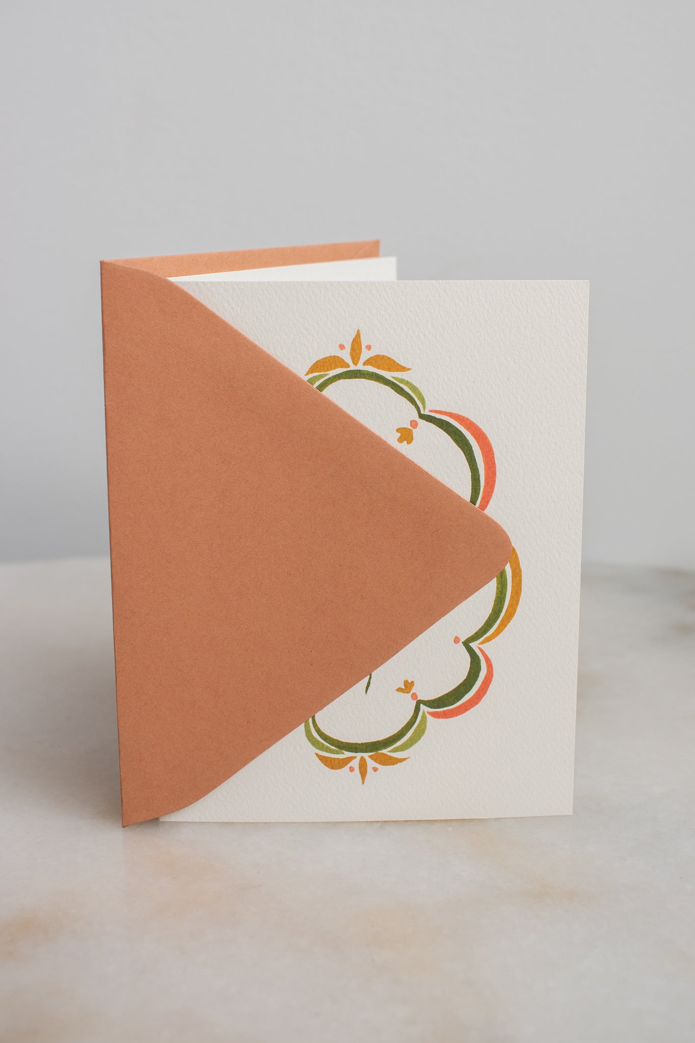 Scallop Border Floral Thank You Card