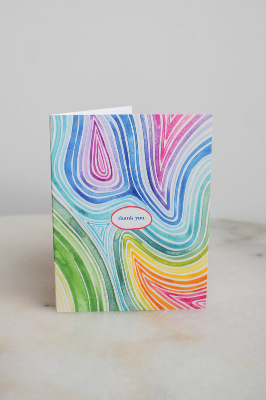 Neon Rainbow Wave Thank You Card