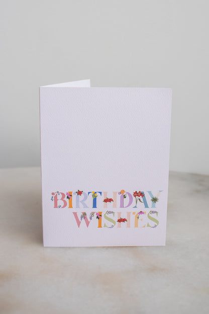Birthday Wishes Floral Letters Card