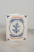 Blue Floral Polka Dot Birthday Card