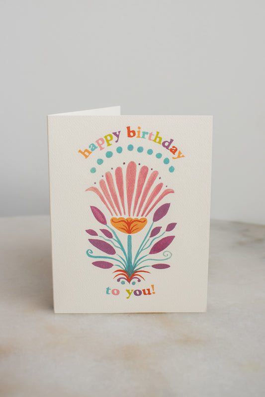 Tropical Multicolor Flower Birthday Card