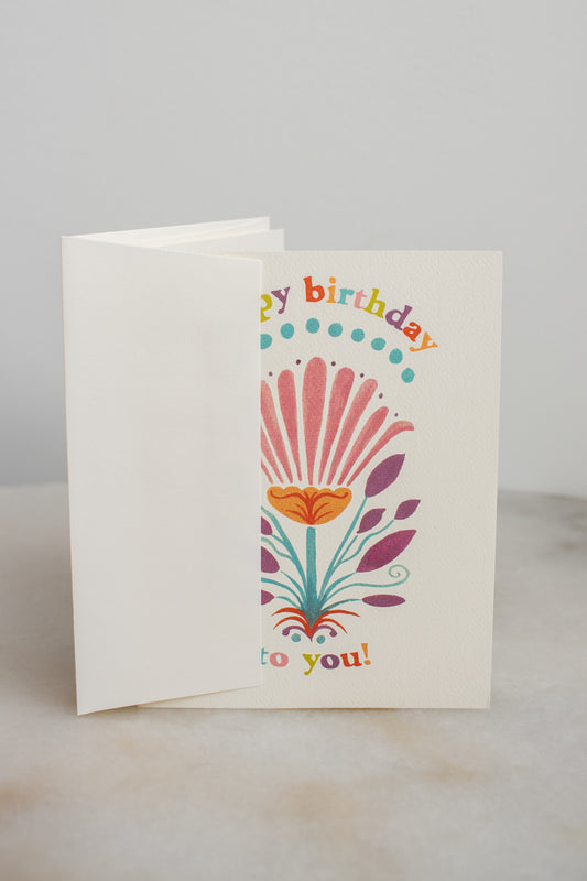 Tropical Multicolor Flower Birthday Card