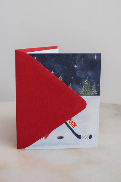 Let's Puck Hockey Love Card