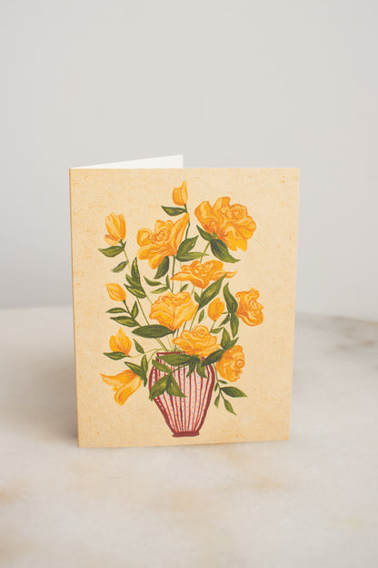 Yellow Rose Vase Card