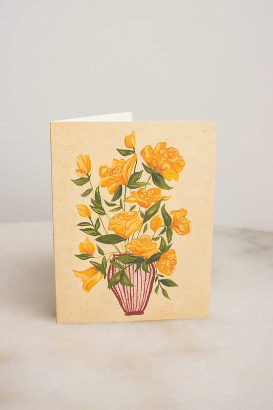 Yellow Rose Vase Card