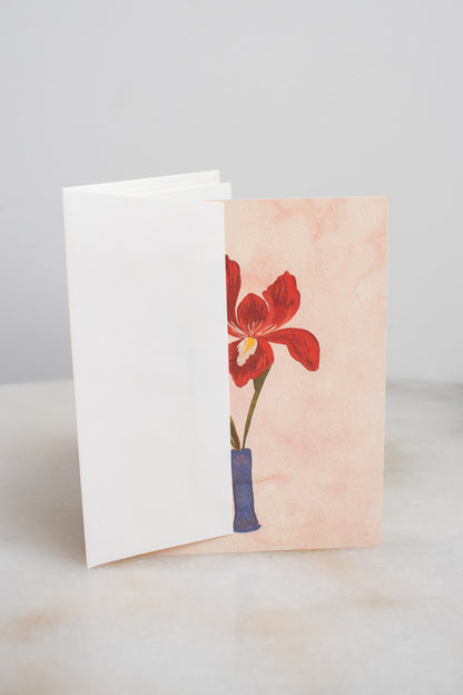 Red Iris Vase Card