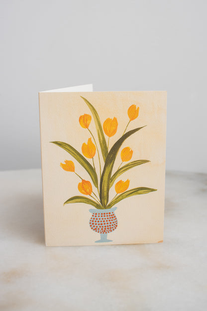 Yellow Tulip Vase Card