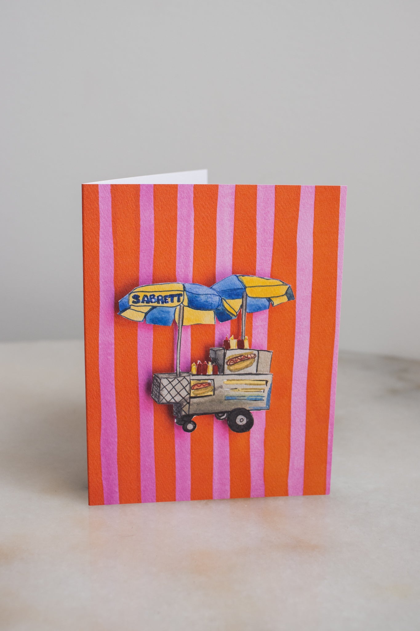 NYC Hot Dog Cart & Stripes Card