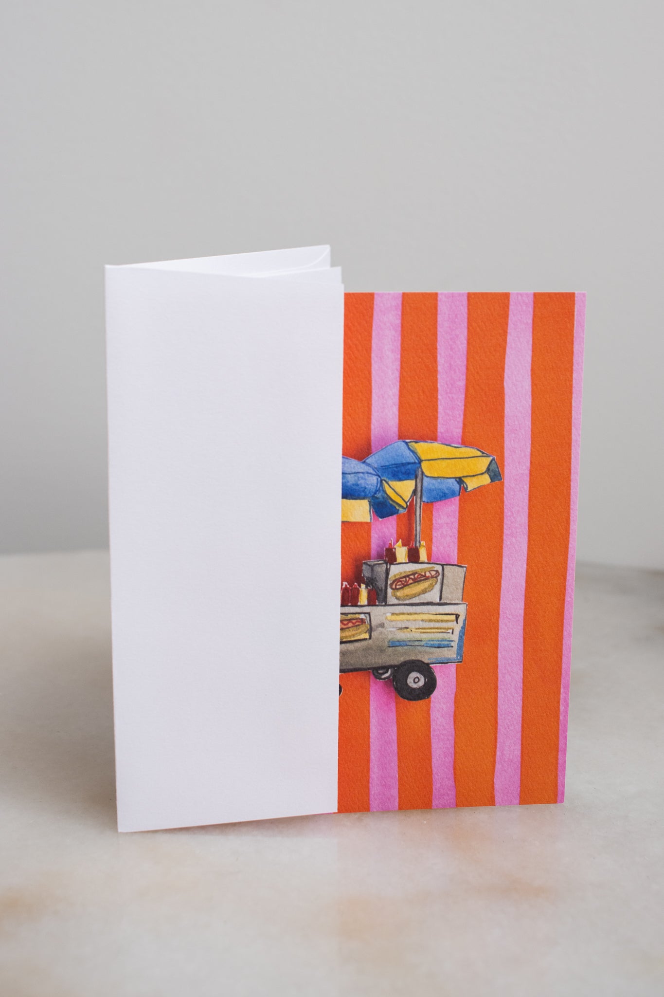 NYC Hot Dog Cart & Stripes Card