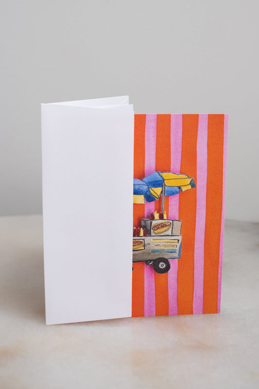 NYC Hot Dog Cart & Stripes Card