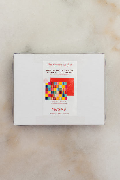 Boxed Set of 10 Multicolor Stripe Thank You Cards
