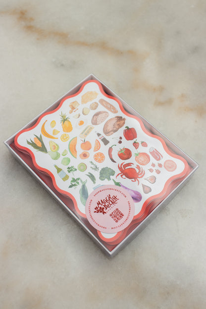 Boxed Set of 10 Foodie Cards with Wavy Red Edge