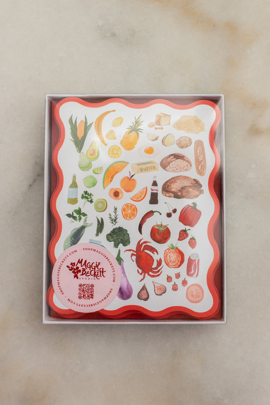 Boxed Set of 10 Foodie Cards with Wavy Red Edge