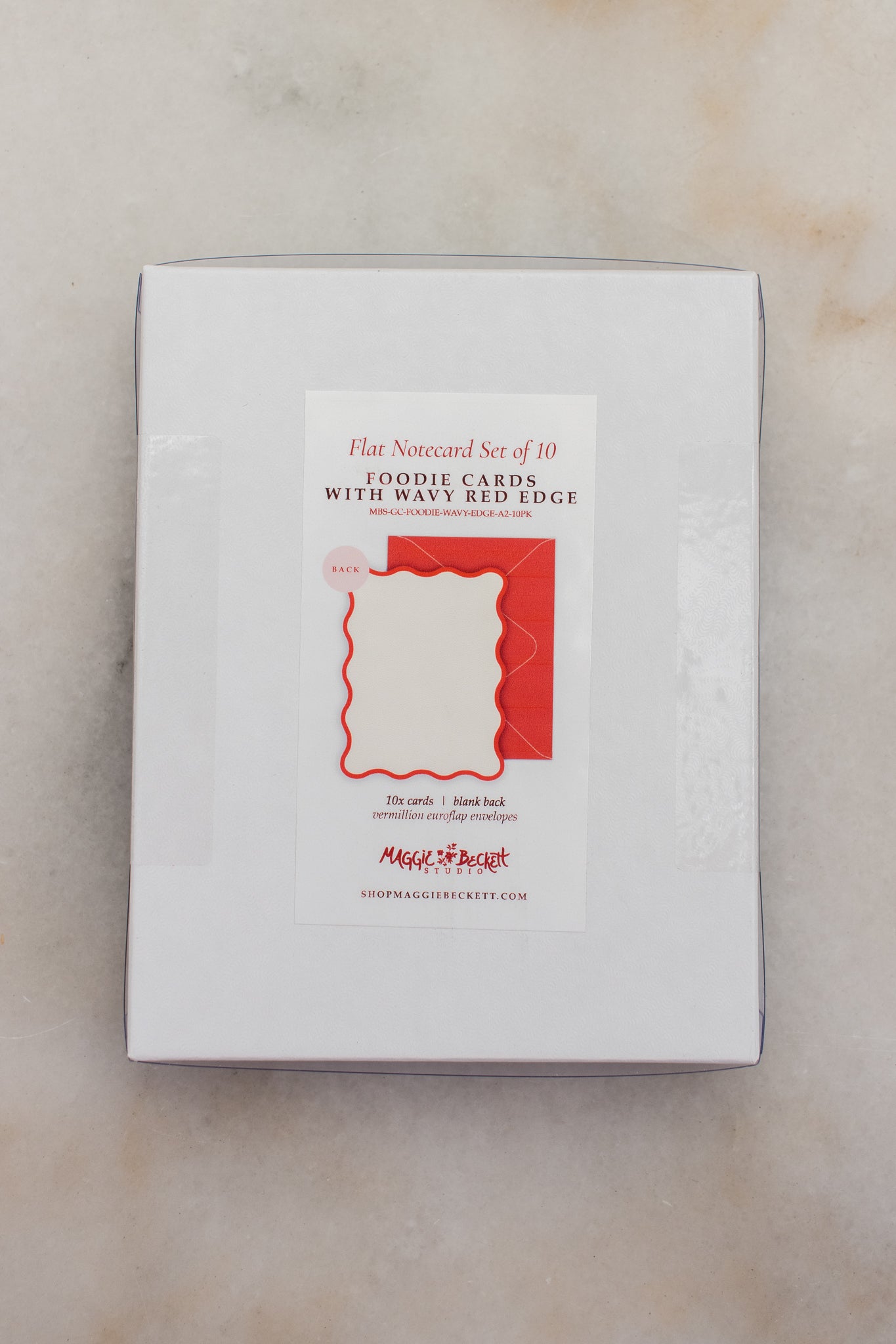 Boxed Set of 10 Foodie Cards with Wavy Red Edge