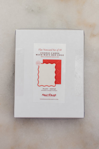 Boxed Set of 10 Foodie Cards with Wavy Red Edge