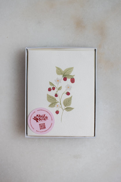 Dainty Raspberry Stem Cards: Box Set of 10