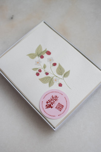 Dainty Raspberry Stem Cards: Box Set of 10