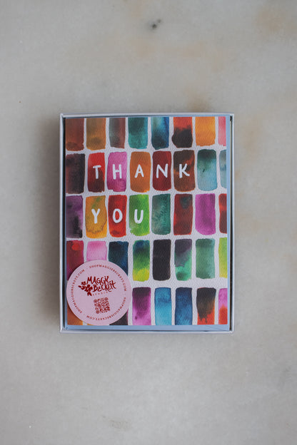Boxed Set of 10 Watercolor Block Thank You Cards