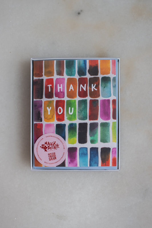Boxed Set of 10 Watercolor Block Thank You Cards