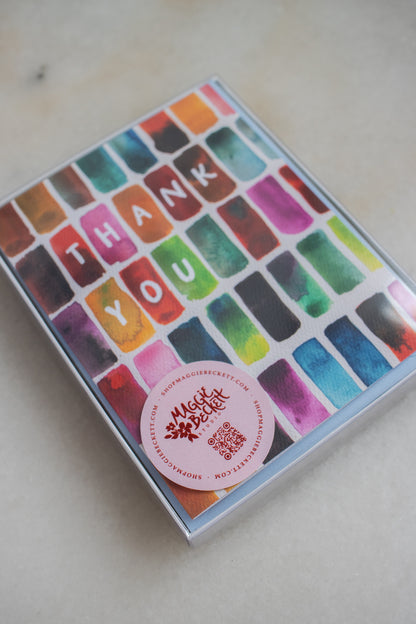 Boxed Set of 10 Watercolor Block Thank You Cards