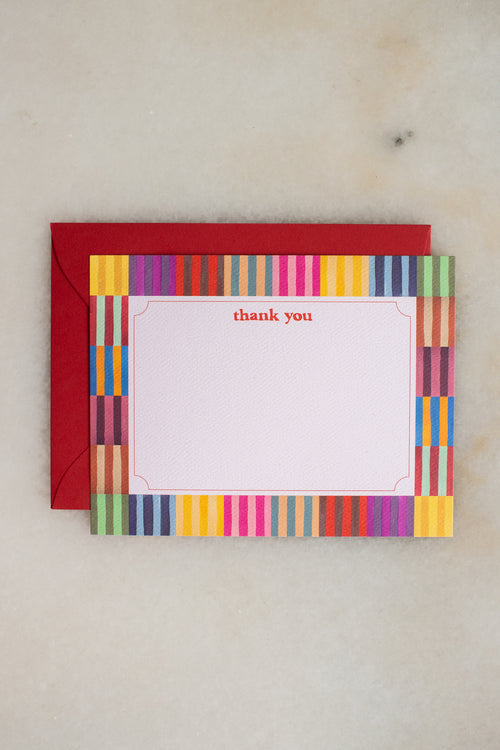 Boxed Set of 10 Multicolor Stripe Thank You Cards